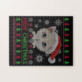 Meh Cat Kerstmis TShirt Legpuzzel (Horizontaal)
