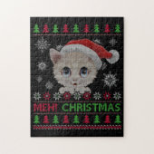 Meh Cat Kerstmis TShirt Legpuzzel (Verticaal)