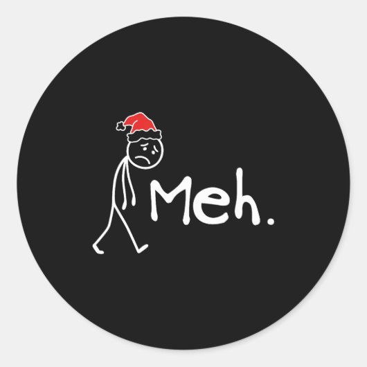 Meh. Funny Christmas Introvert  Ronde Sticker (Voorkant)