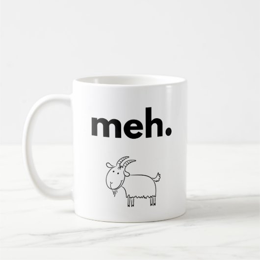 Meh. Goat Doodle Funny Minimalist Mug Koffiemok (Links)