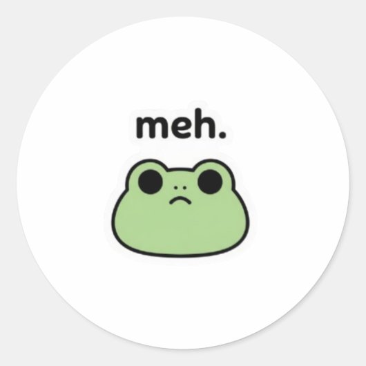 Meh Kikker Sticker Schattige Verveelde Kikker Meme (Voorkant)