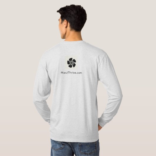 "Meh." Mannen shirt met lange hoes met MauiThrive (Achterkant volledig)