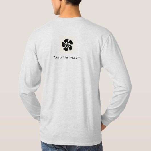 "Meh." Mannen shirt met lange hoes met MauiThrive (Achterkant)