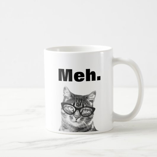 Meh meme grappige apathie quote kat mok (Rechts)