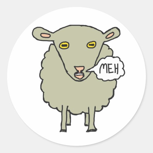 Meh Sheep Ronde Sticker (Voorkant)