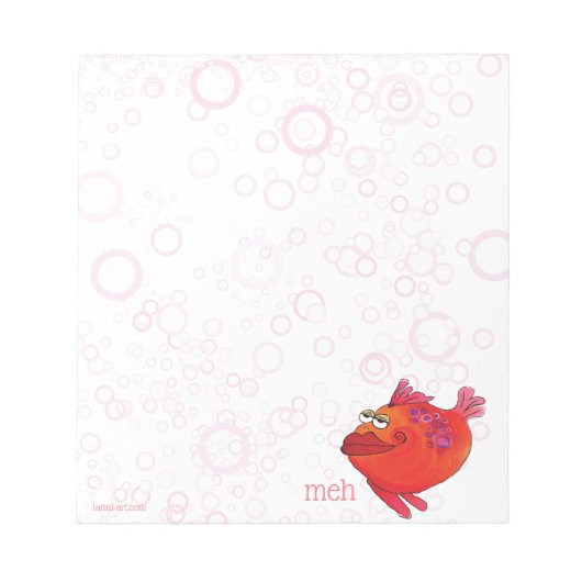 Meh Whimsical Fish Art in Red en Roze Notitieblok (Voorkant)