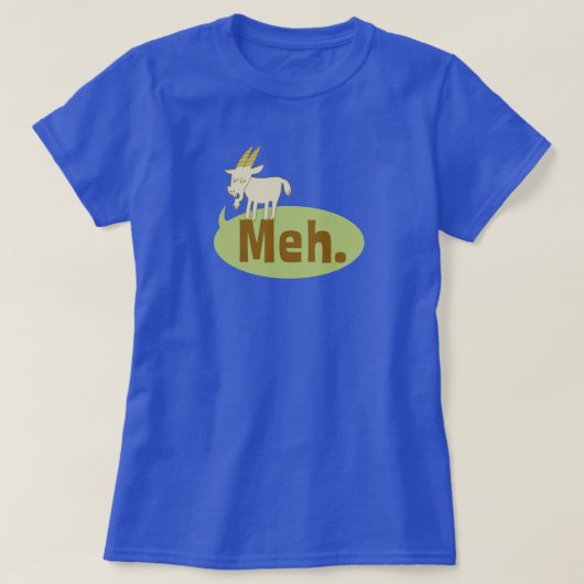 Meh (zei de geit) Grappige Wordplay Cartoon T-shirt (Design voorkant)