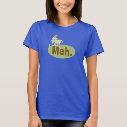 Meh (zei de geit) Grappige Wordplay Cartoon T-shirt (Voorkant)