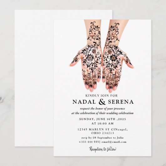 mehandi bruiloft uitnodiging (Voorkant / Achterkant)