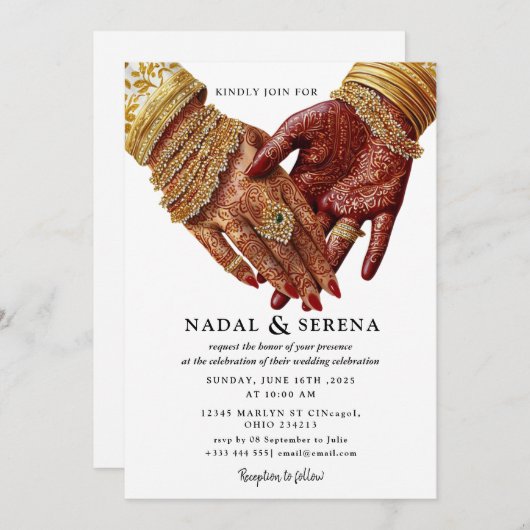 mehandi bruiloft uitnodiging (Voorkant / Achterkant)