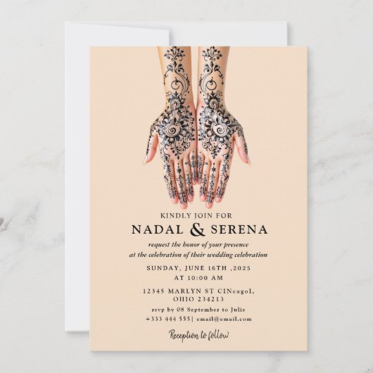 mehandi bruiloft uitnodiging (Voorkant)