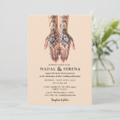 mehandi bruiloft uitnodiging (Staand voorkant)