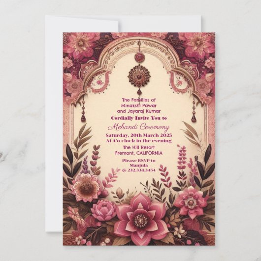 Mehandi Ceremonie Mulberry Paviljoen Indiase bruil Kaart (Voorkant)