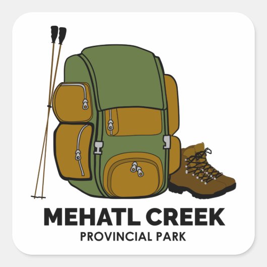 Mehatl Creek Provinciale Park rugzak Vierkante Sticker (Voorkant)