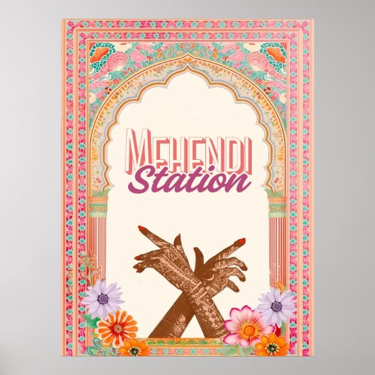 Mehendi Bazaar Sign, Henna Station Decor, Mehndi Poster (Voorkant)