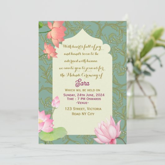 Mehendi Ceremonie Digitale Uitnodigingen (Staand voorkant)