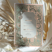 MEHENDI Ceremonie Roos Gouden Folie Accenten Bruil Folie Uitnodiging