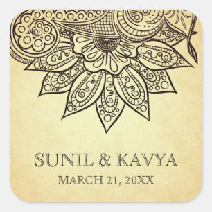 Mehendi Henna Indiase bruiloft gunst Sticker