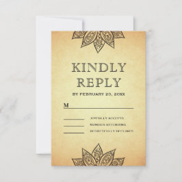 Mehendi Henna Indiase bruiloft RSVP Kaartje