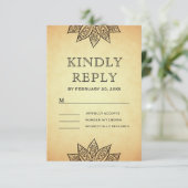  Mehendi Henna Indiase bruiloft RSVP Kaartje (Staand voorkant)