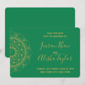 Mehendi Indian Wedding Save the date hamsa Henna (Voorkant / Achterkant)