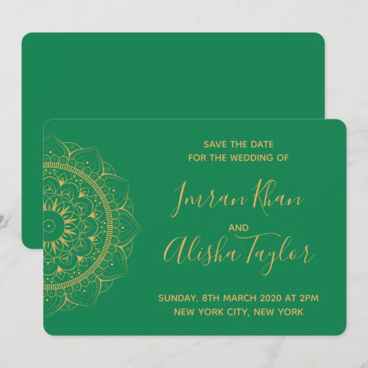 Mehendi Indian Wedding Save the date hamsa Henna (Voorkant / Achterkant)