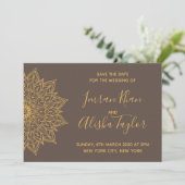 Mehendi Indian Wedding Save the date hamsa Henna (Staand voorkant)