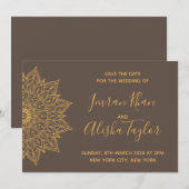 Mehendi Indian Wedding Save the date hamsa Henna (Voorkant / Achterkant)