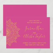 Mehendi Indian Wedding Save the date hamsa Henna (Voorkant / Achterkant)