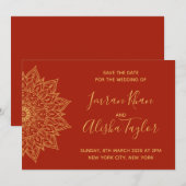 Mehendi Indian Wedding Save the date hamsa Henna (Voorkant / Achterkant)