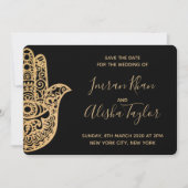 Mehendi Indian Wedding Save the date hamsa Henna (Voorkant)