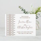 Mehendi Indian Wedding Save the date hamsa Henna (Staand voorkant)