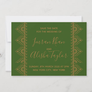 Mehendi Indian Wedding Save the date hamsa Henna