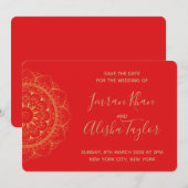 Mehendi Indian Wedding Save the date hamsa Henna (Voorkant / Achterkant)