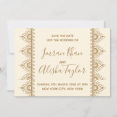 Mehendi Indian Wedding Save the date Uitnodiging (Voorkant)
