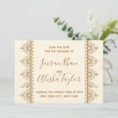 Mehendi Indian Wedding Save the date Uitnodiging (Staand voorkant)