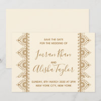 Mehendi Indian Wedding Save the date Uitnodiging