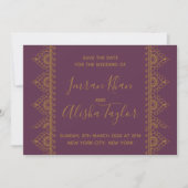 Mehendi Indian Wedding Save the date Uitnodiging (Voorkant)