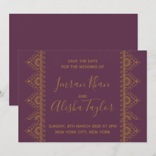 Mehendi Indian Wedding Save the date Uitnodiging