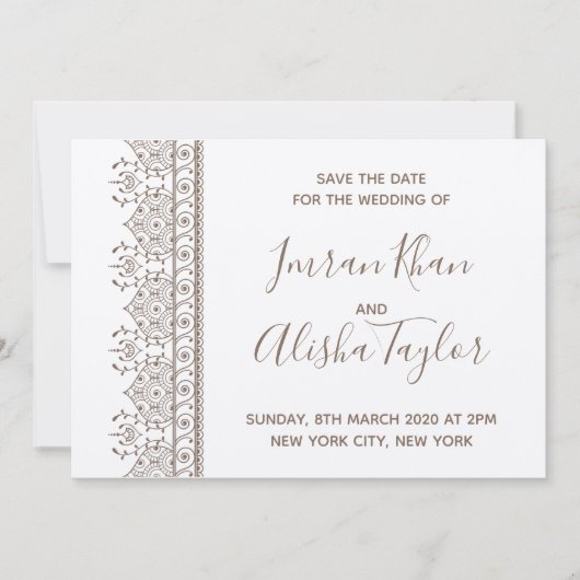 Mehendi Indiase Trouwdag Aankondiging hamsa Henna (Voorkant)