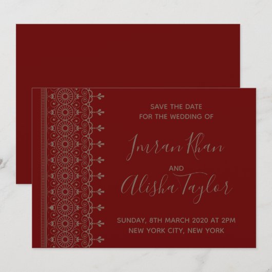 Mehendi Indiase Trouwdag Aankondiging hamsa Henna (Voorkant / Achterkant)