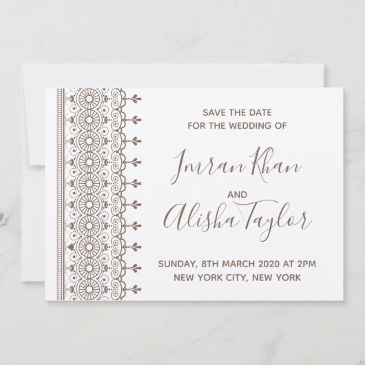 Mehendi Indiase Trouwdag Aankondiging hamsa Henna (Voorkant)