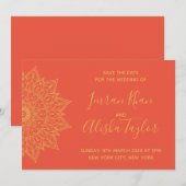 Mehendi Indiase Trouwdag Bewaar de datum hamsa Hen Save The Date (Voorkant / Achterkant)
