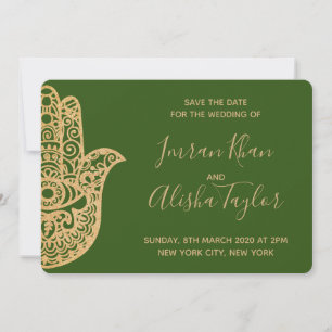 Mehendi Indiase Trouwdag Bewaar de datum hamsa Hen Save The Date