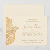 Mehendi Indiase Trouwdag Bewaar de datum hamsa Hen Save The Date (Voorkant / Achterkant)