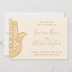 Mehendi Indiase Trouwdag Bewaar de datum hamsa Hen Save The Date