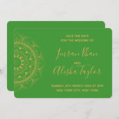 Mehendi Indiase Trouwdag Hamsa Henna Opslaan datum Save The Date (Voorkant / Achterkant)