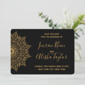 Mehendi Indiase Trouwdag Hamsa Henna Opslaan datum Save The Date (Staand voorkant)