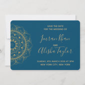 Mehendi Indiase Trouwdag reservering hamsa Henna Save The Date (Voorkant)