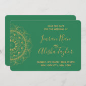 Mehendi Indiase Trouwdag reservering hamsa Henna Save The Date (Voorkant / Achterkant)